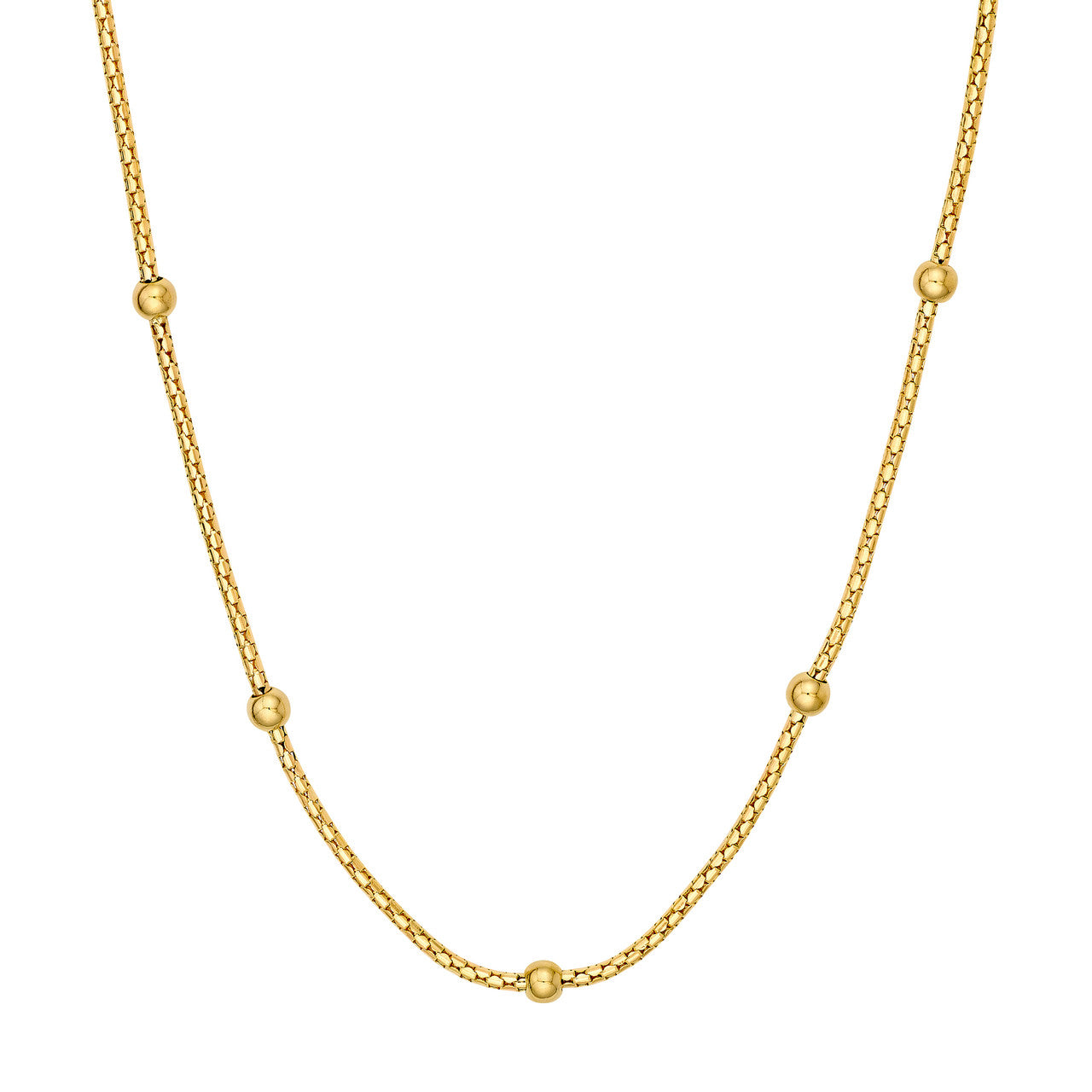 Diamond Cut Beaded Popcorn Chain 14K Yellow Gold