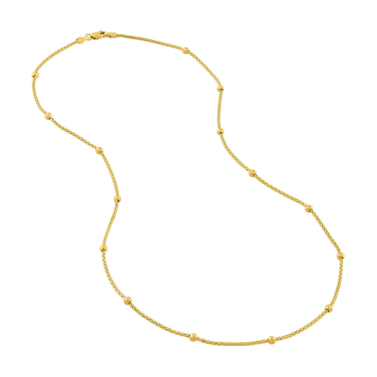 Diamond Cut Beaded Popcorn Chain 14K Yellow Gold