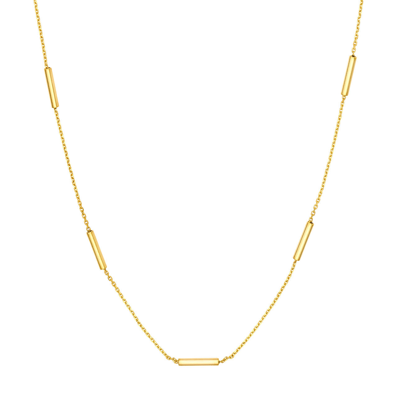 Adjustable Dainty Bar Station Chain in 14K Yellow Gold