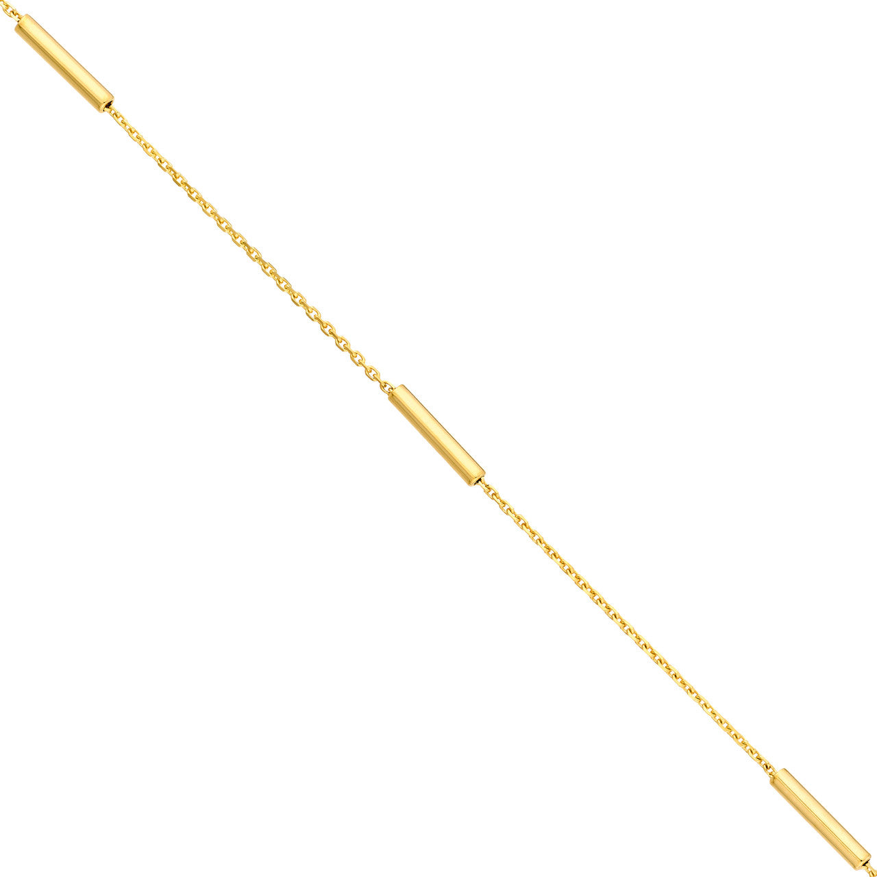 Adjustable Dainty Bar Station Chain in 14K Yellow Gold