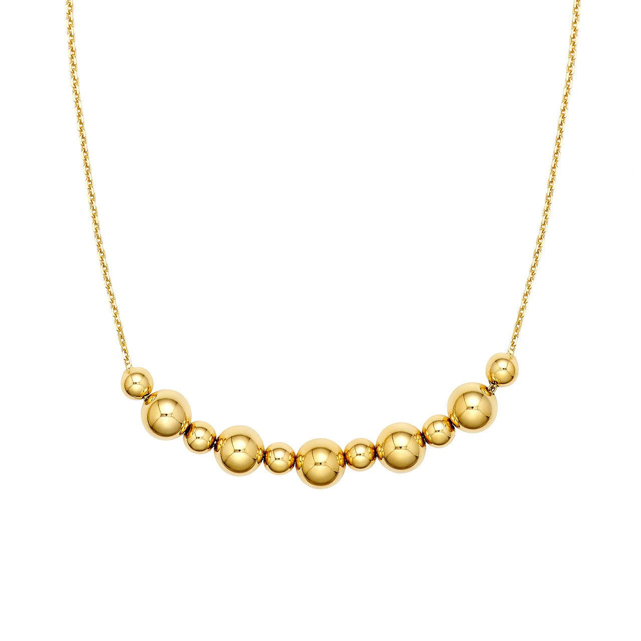 Adjustable Alternating Bead Necklace in 14K Yellow Gold