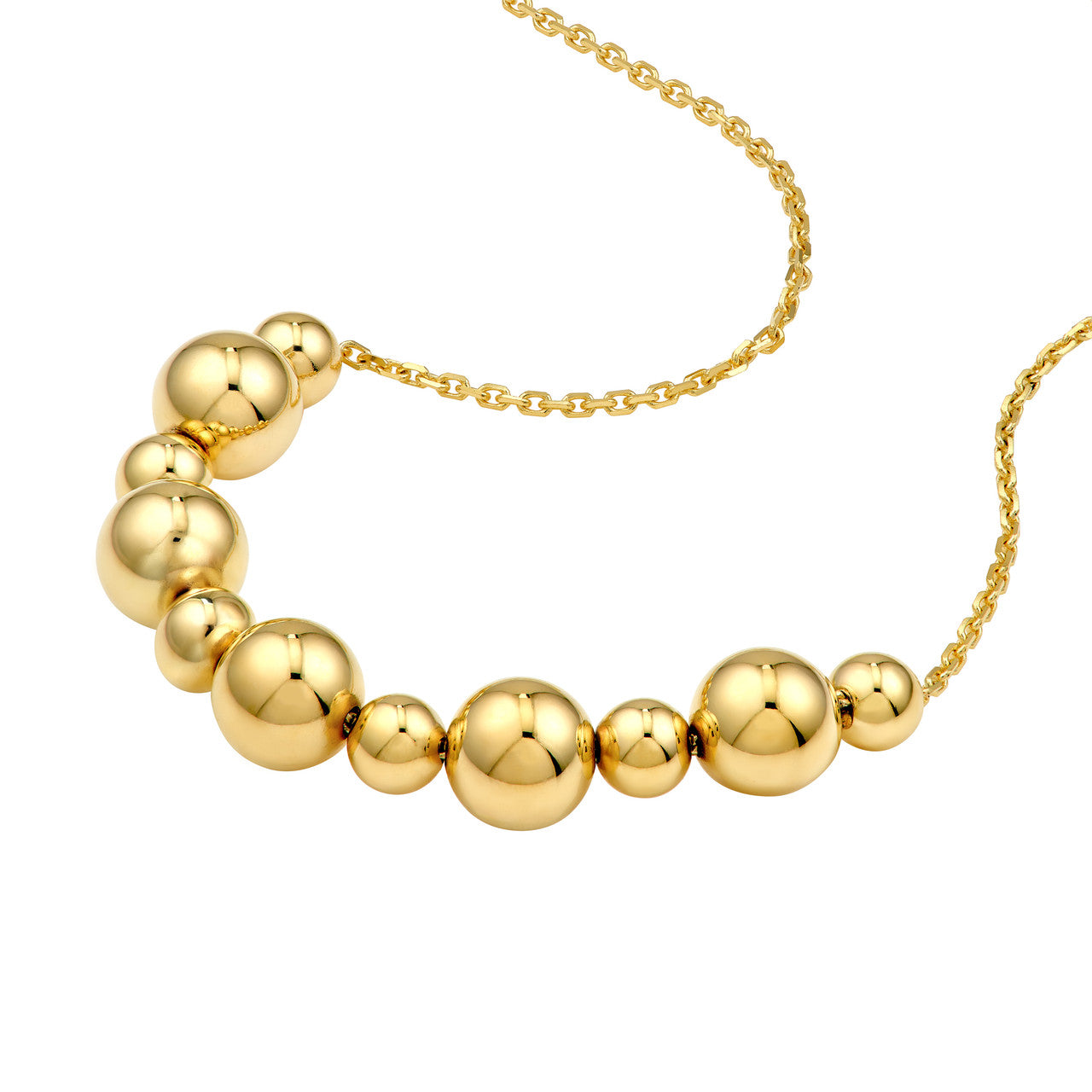 Adjustable Alternating Bead Necklace in 14K Yellow Gold