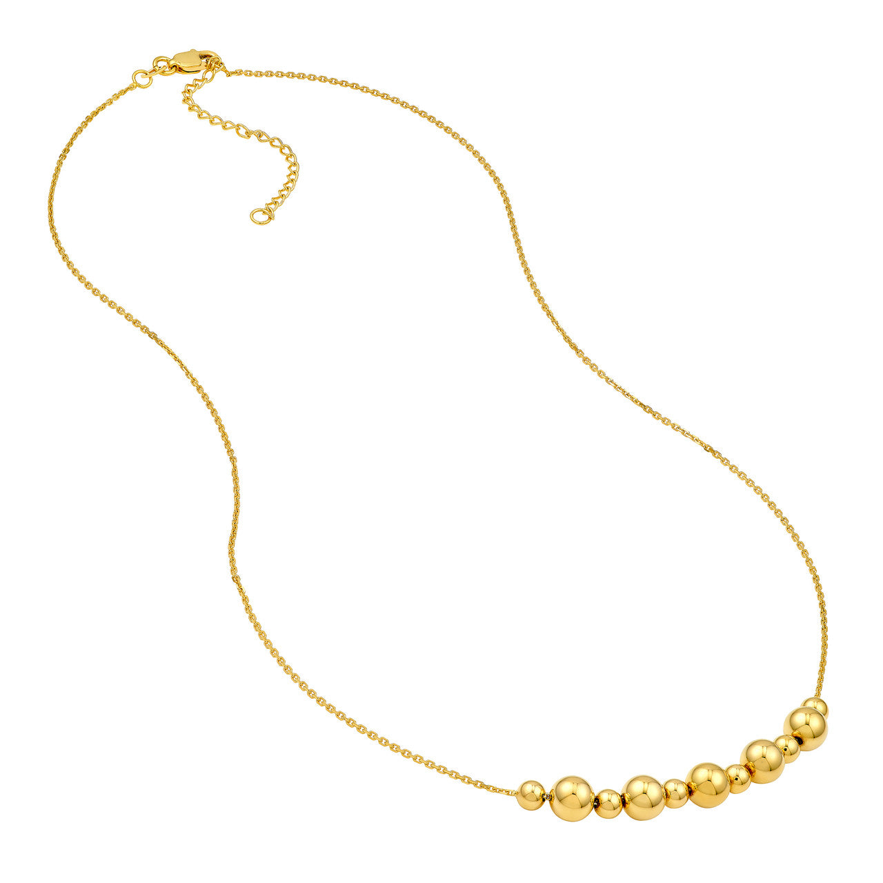 Adjustable Alternating Bead Necklace in 14K Yellow Gold