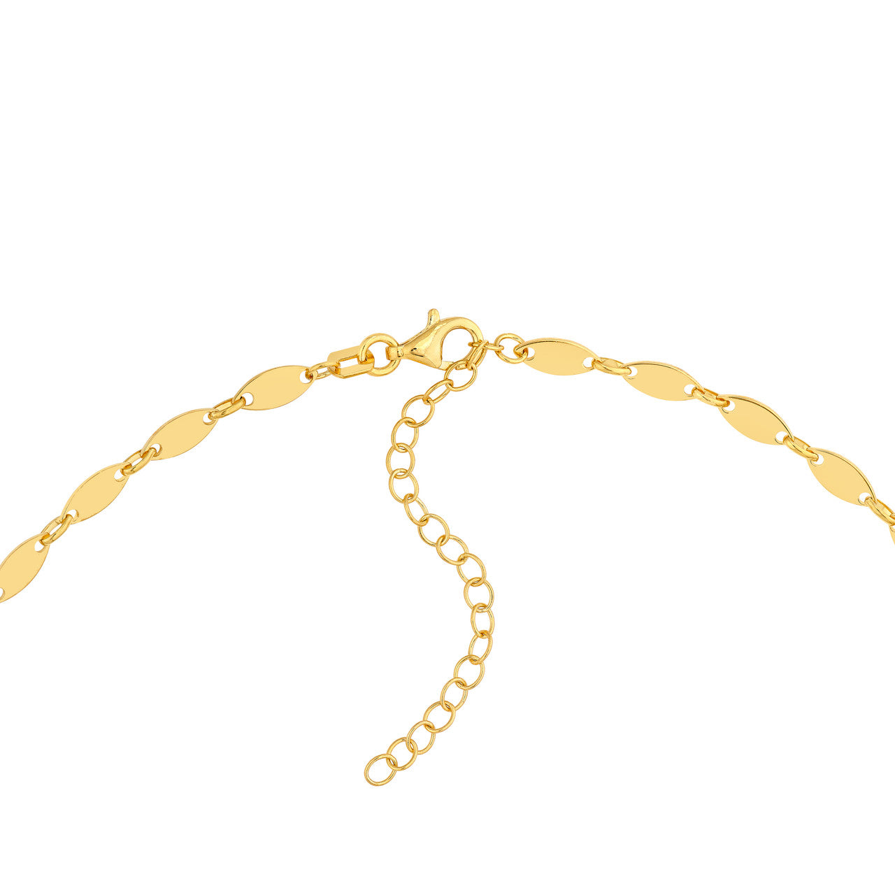 Mirror Oval Shape Link Lariat Necklace in 14K Yellow Gold