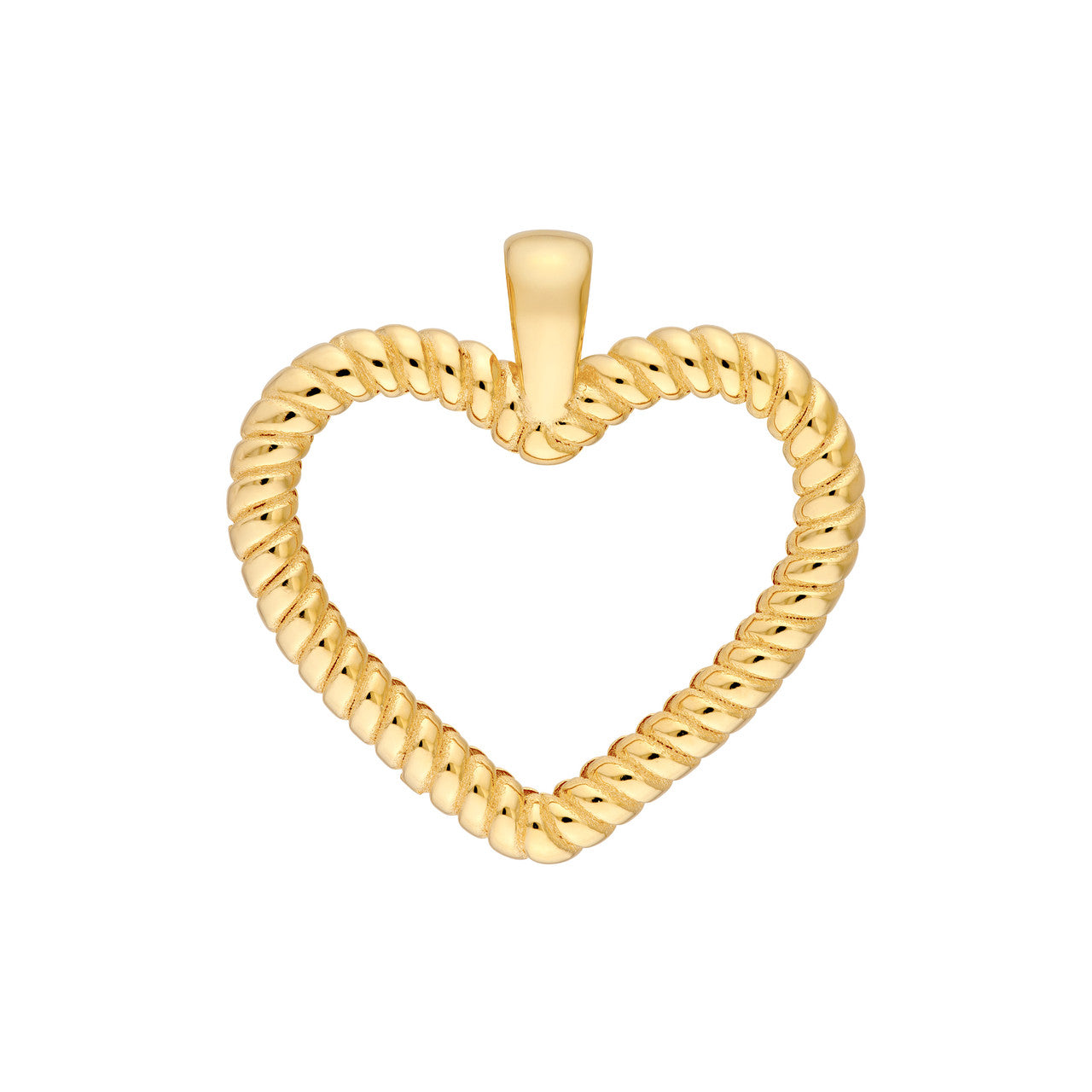Twisted Rope Open Heart Pendant 14K Yellow Gold