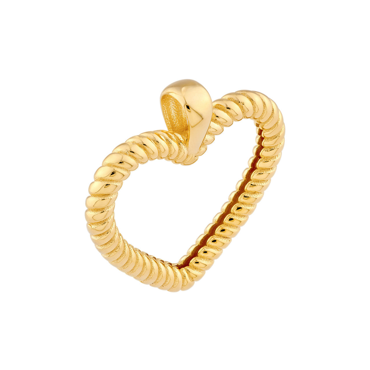 Twisted Rope Open Heart Pendant 14K Yellow Gold