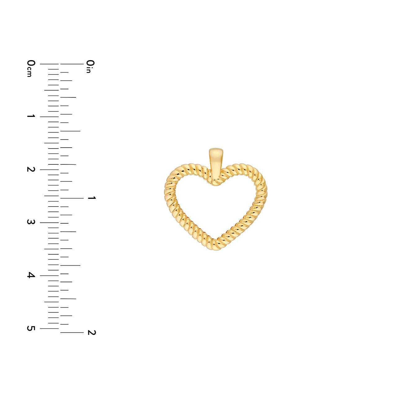 Twisted Rope Open Heart Pendant 14K Yellow Gold