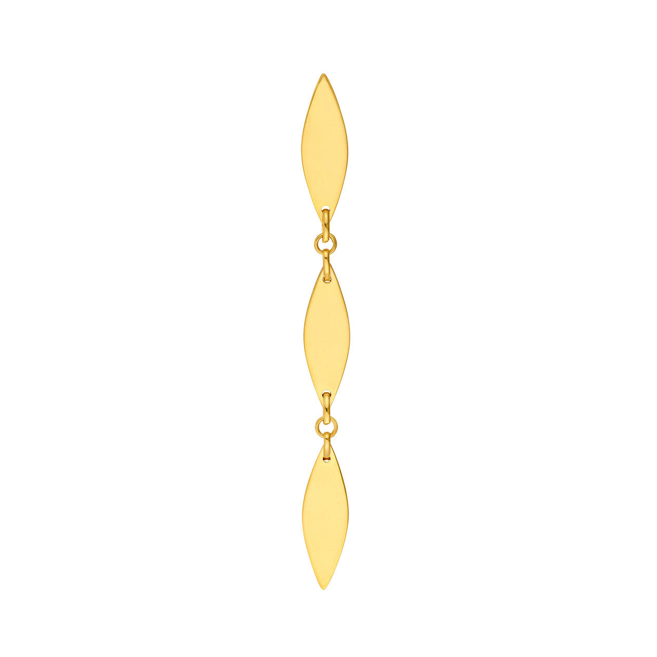 Mirror Diamond Shape Link Dangle Earrings in 14K Yellow Gold