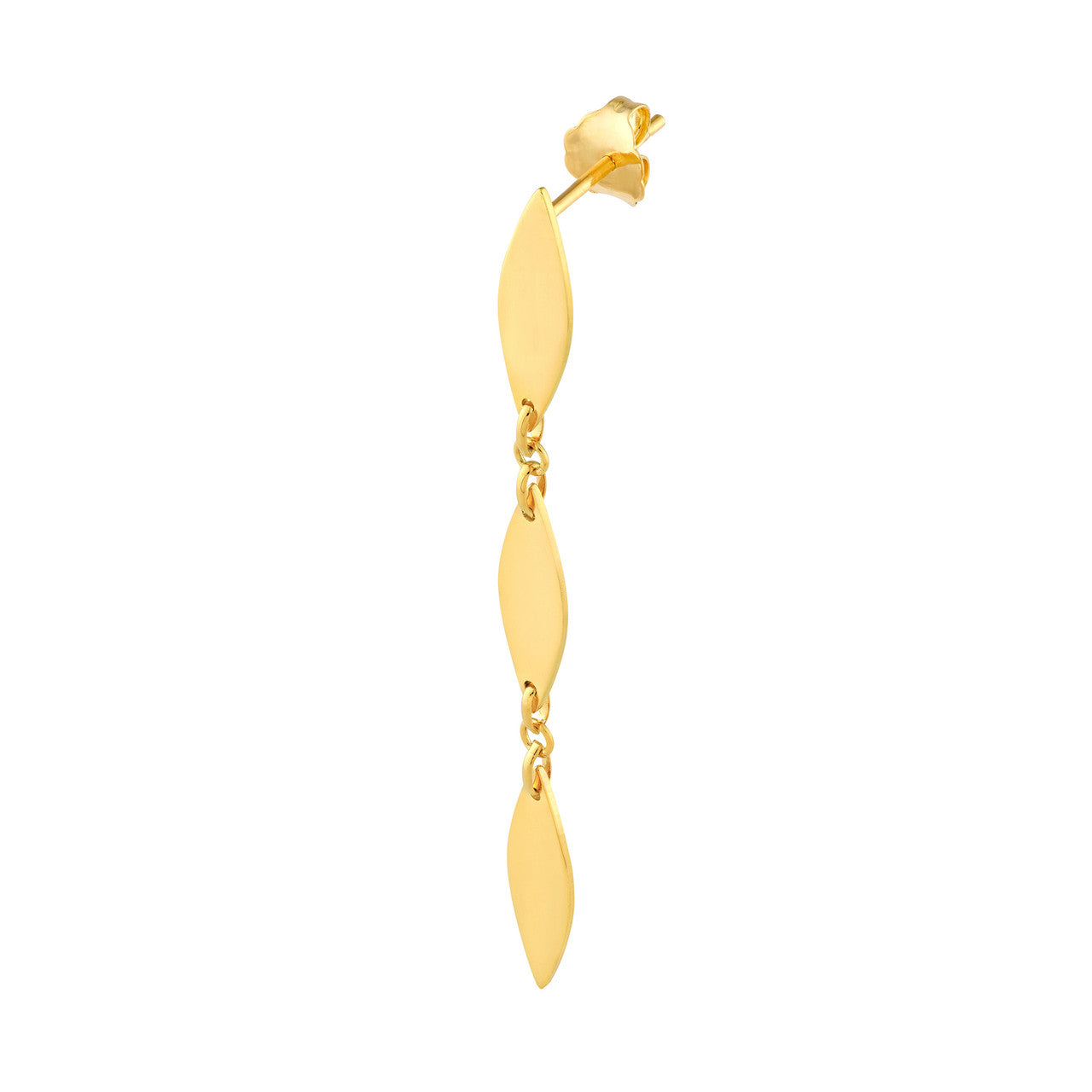 Mirror Diamond Shape Link Dangle Earrings in 14K Yellow Gold