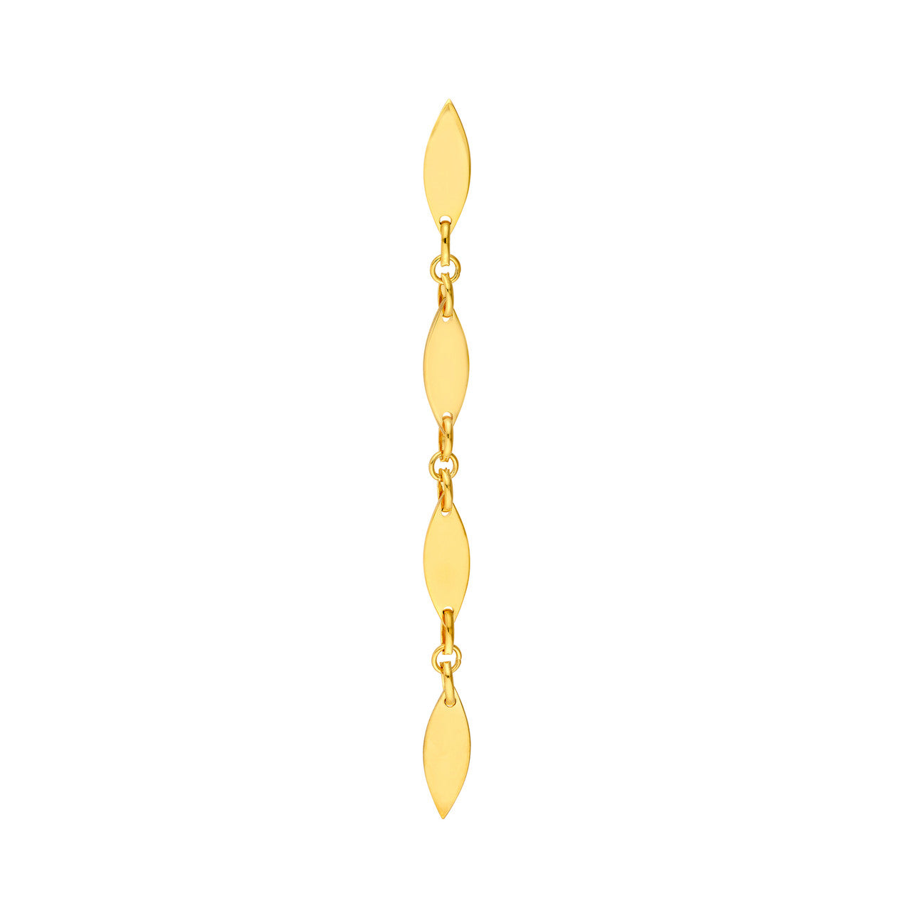 Mirror Long Diamond Shape Link Dangle Earrings in 14K Yellow Gold