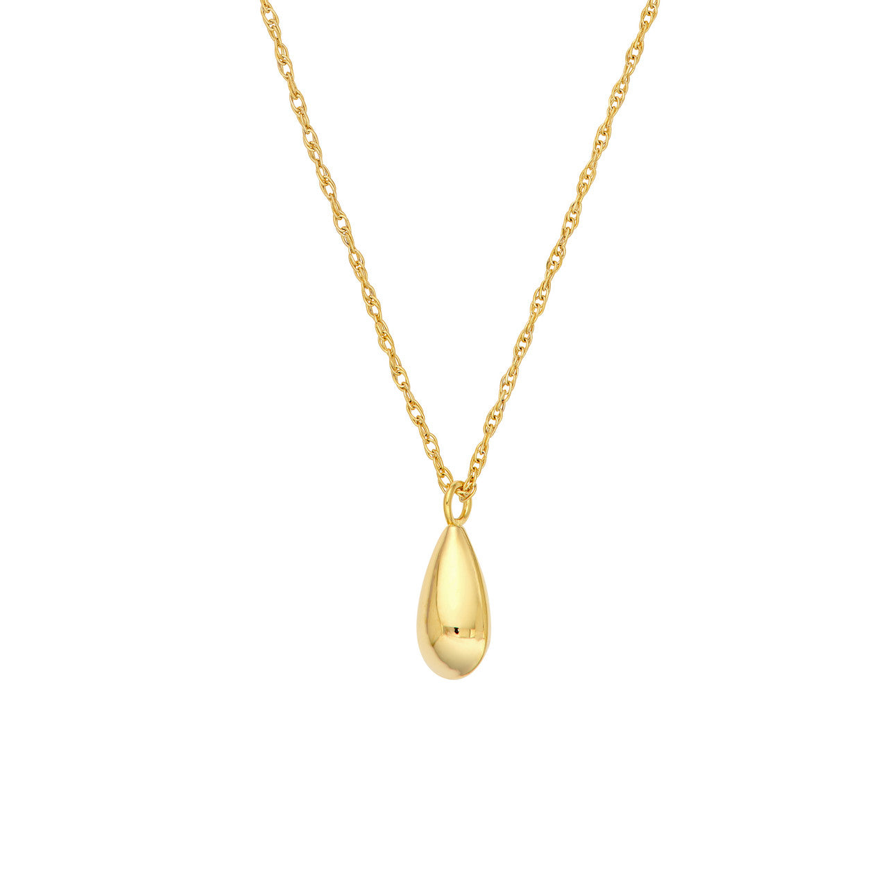 Puffy Teardrop Pendant Necklace in 14K Yellow Gold