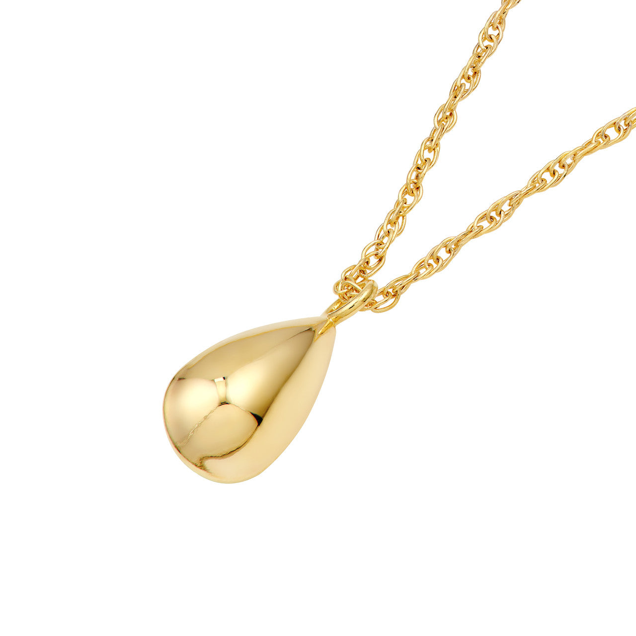 Puffy Teardrop Pendant Necklace in 14K Yellow Gold