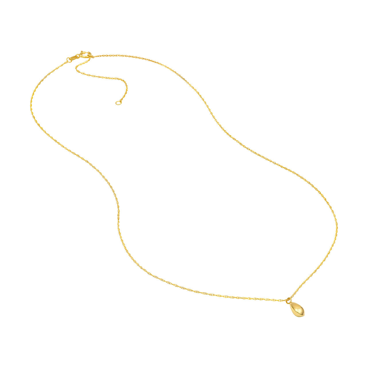 Puffy Teardrop Pendant Necklace in 14K Yellow Gold