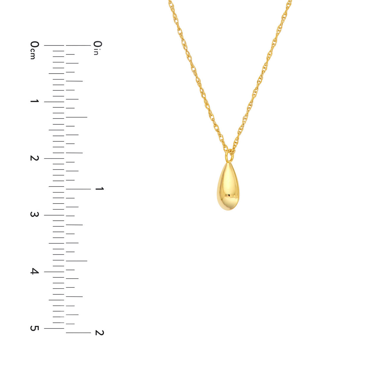 Puffy Teardrop Pendant Necklace in 14K Yellow Gold