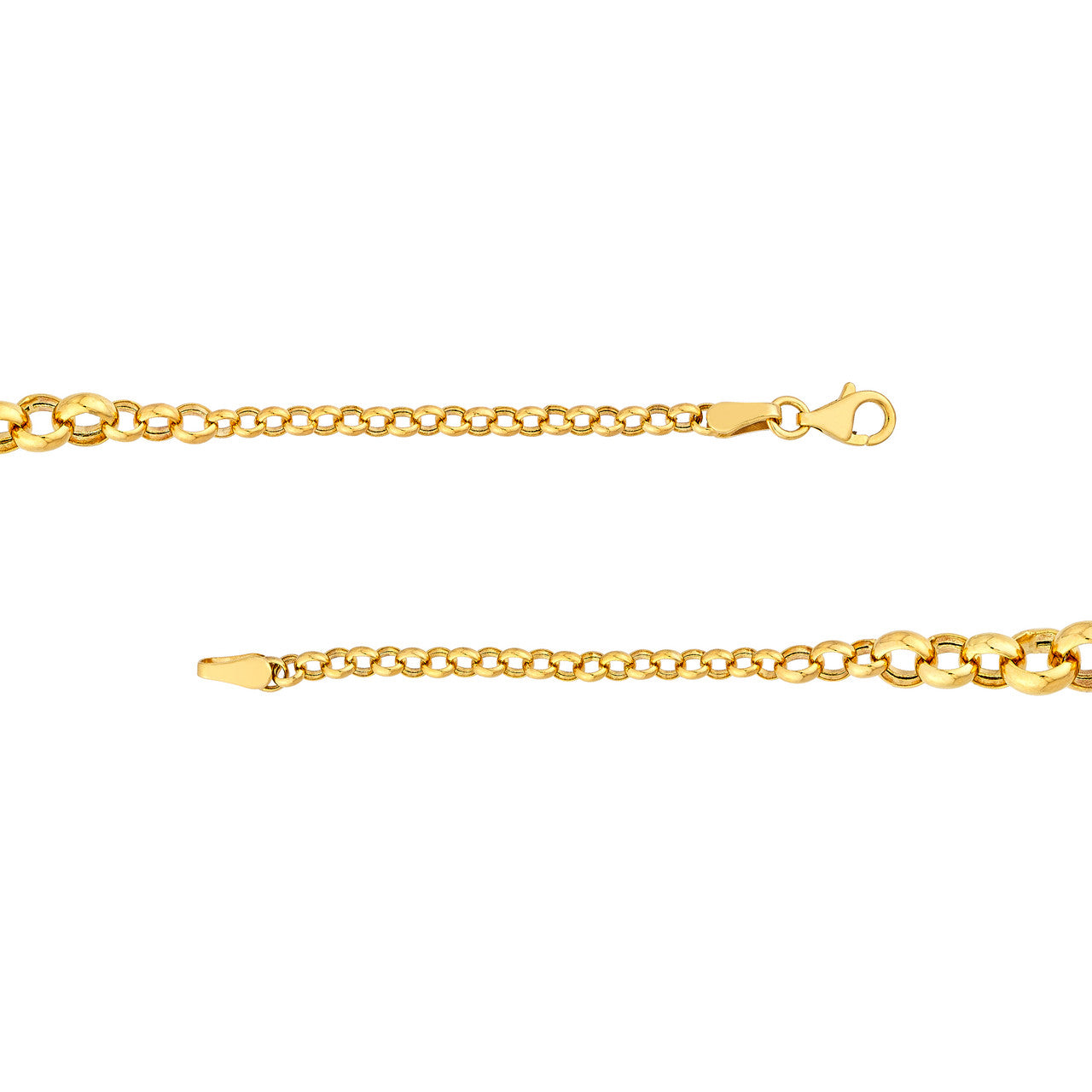 Hollow Graduated Round Link Bracelet 14K Yellow Gold