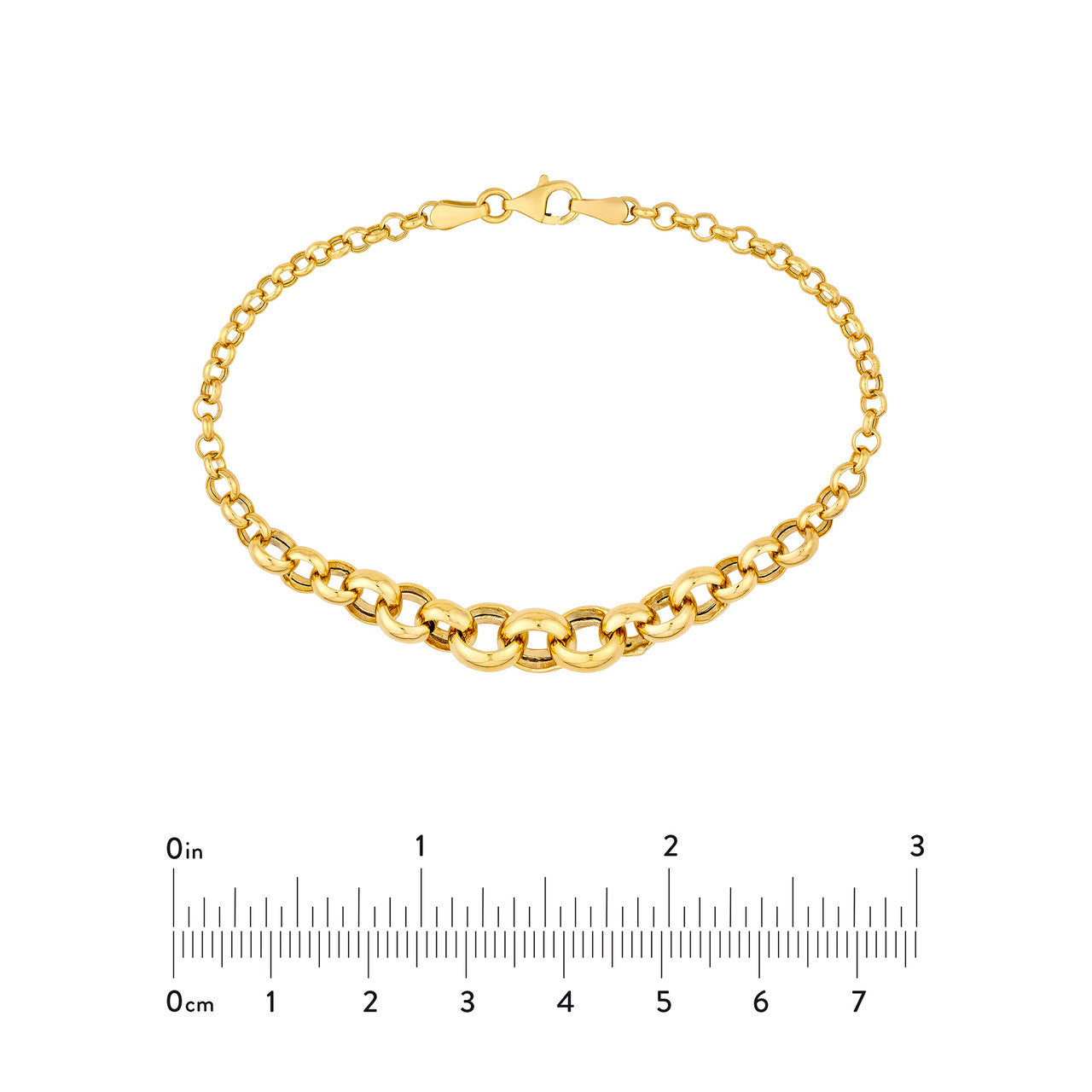 Hollow Graduated Round Link Bracelet 14K Yellow Gold