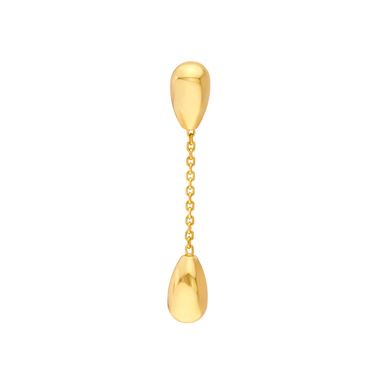 Teardrop Cable Chain Dangle Earrings 14K Yellow Gold