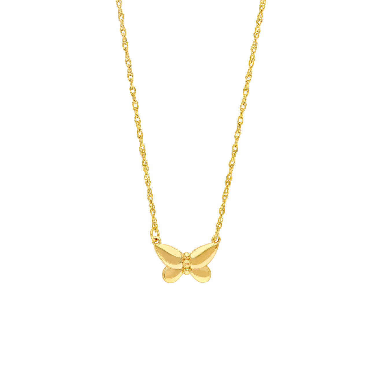Puffy Butterfly Necklace 14K Yellow Gold