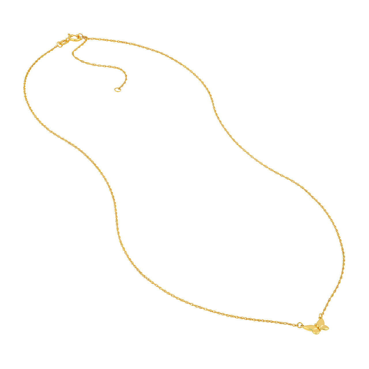Puffy Butterfly Necklace 14K Yellow Gold