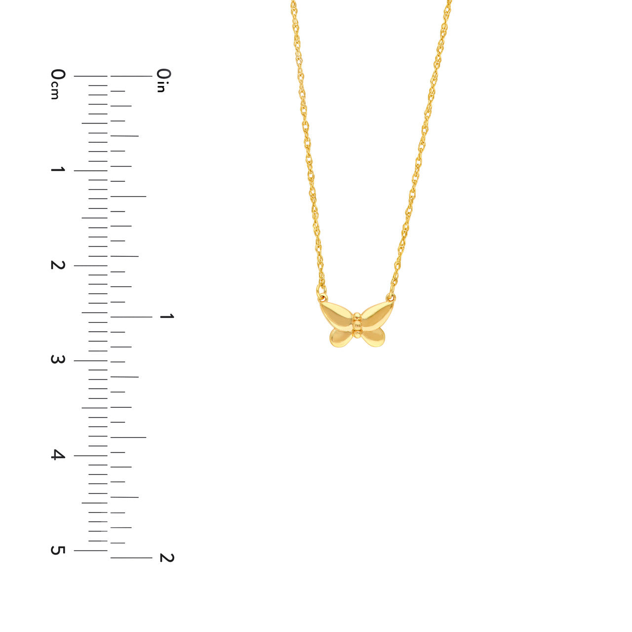 Puffy Butterfly Necklace 14K Yellow Gold