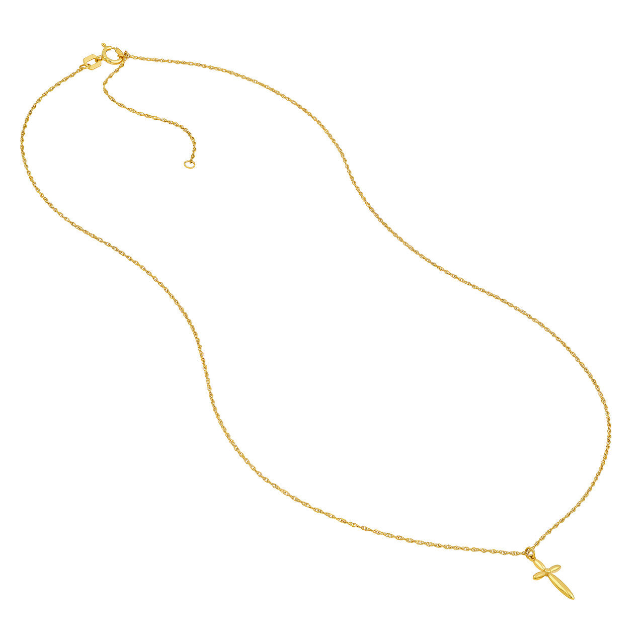 Puffy Cross Pendant Necklace 14K Yellow Gold
