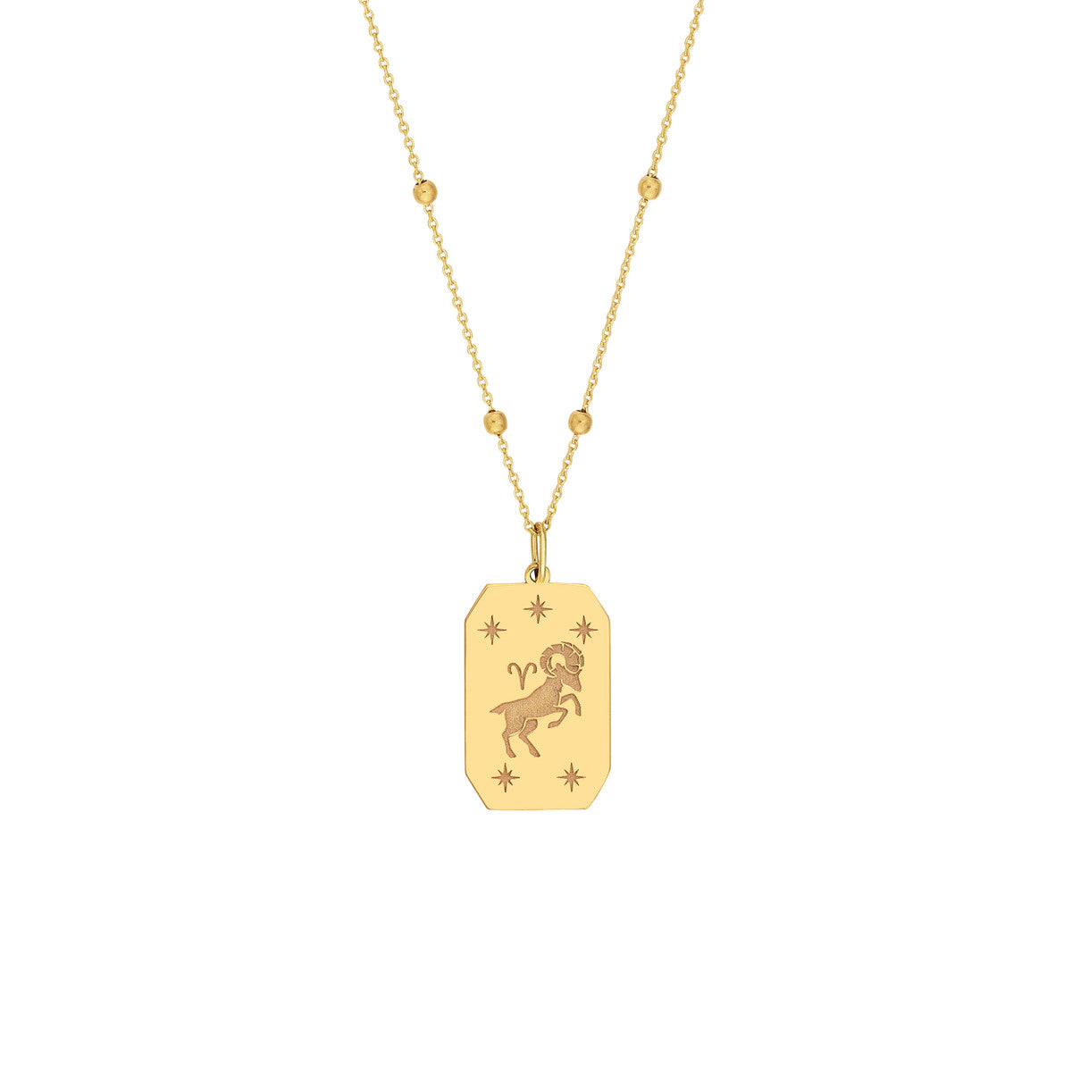 Aries Engraved Pendant 14K Yellow Gold