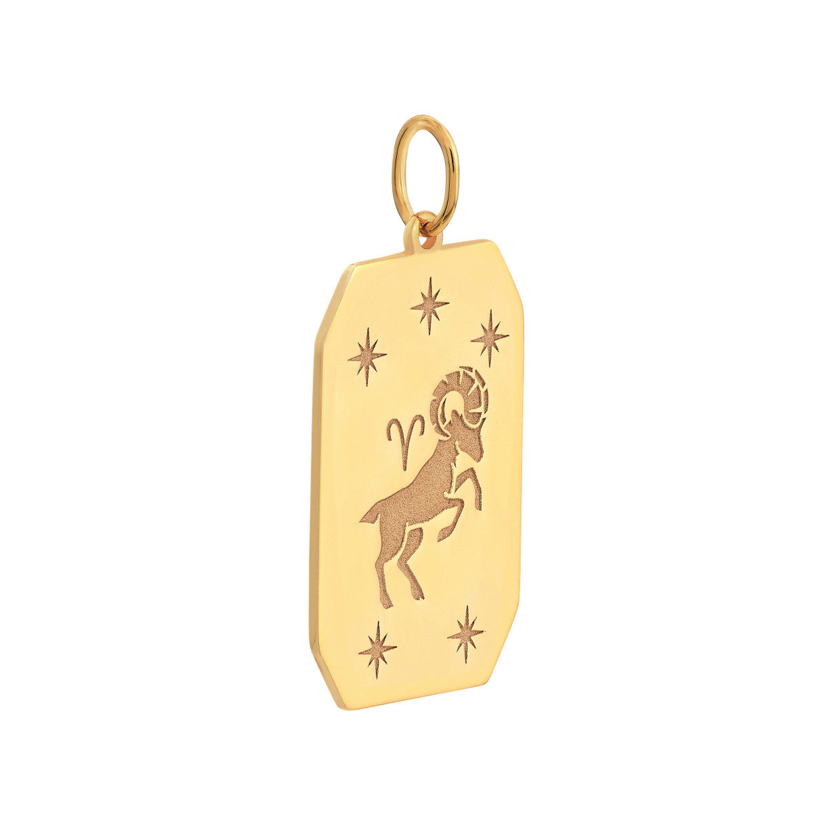 Aries Engraved Pendant 14K Yellow Gold