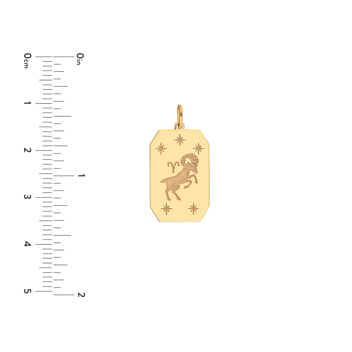 Aries Engraved Pendant 14K Yellow Gold