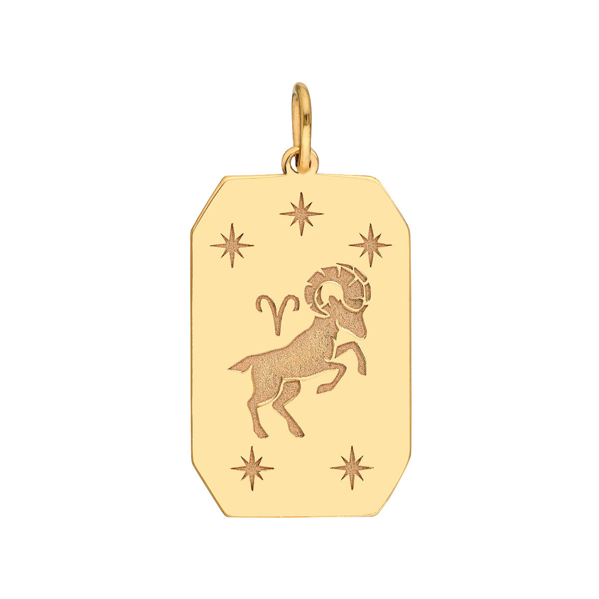 Aries Engraved Pendant 14K Yellow Gold