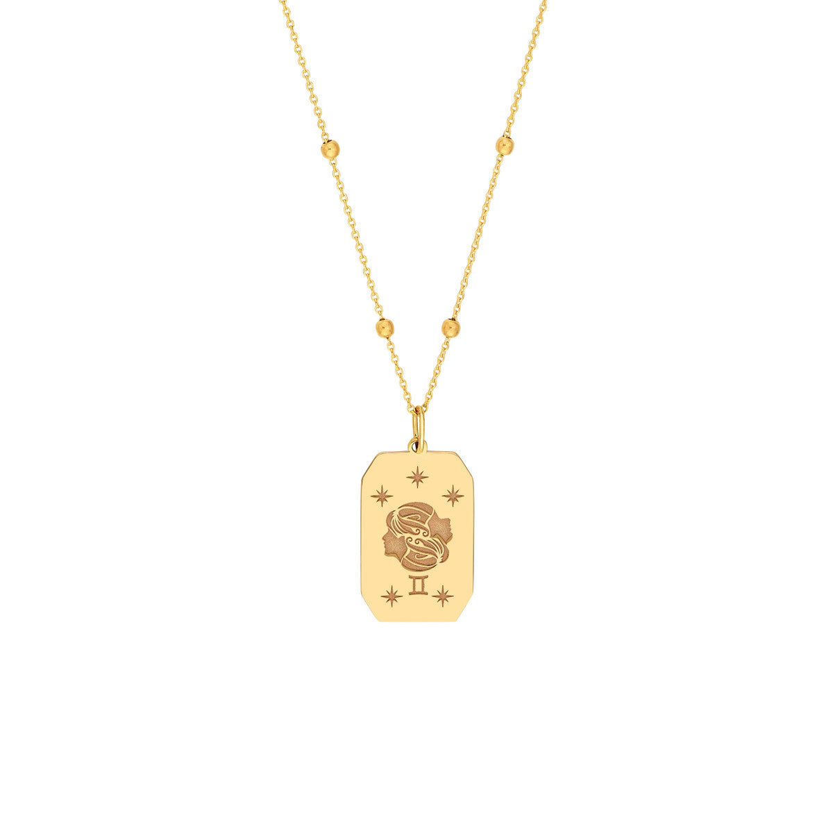 Gemini Engraved Pendant 14K Yellow Gold