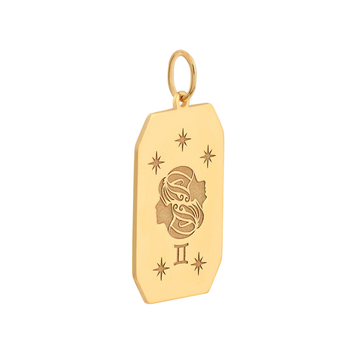Gemini Engraved Pendant 14K Yellow Gold