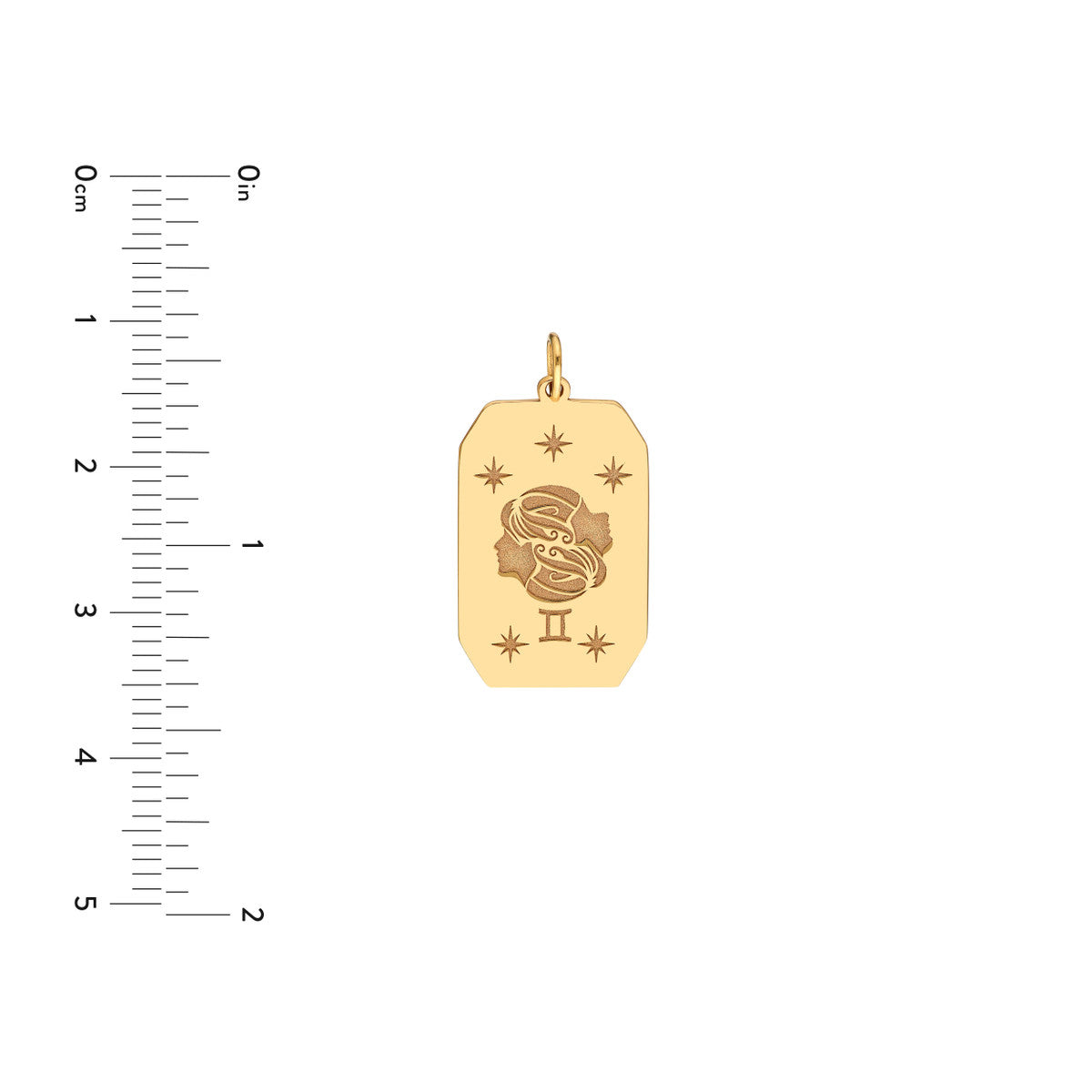 Gemini Engraved Pendant 14K Yellow Gold