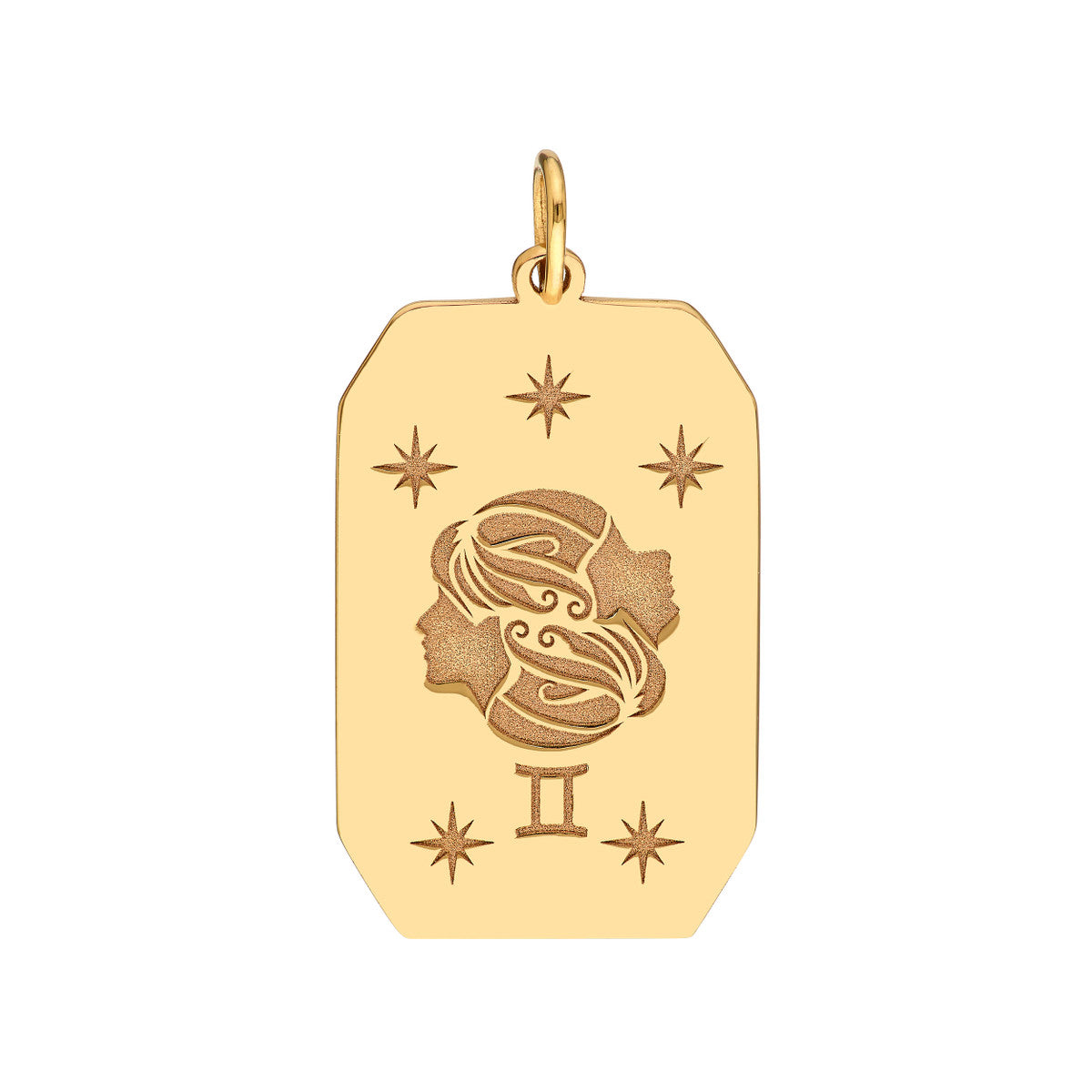 Gemini Engraved Pendant 14K Yellow Gold
