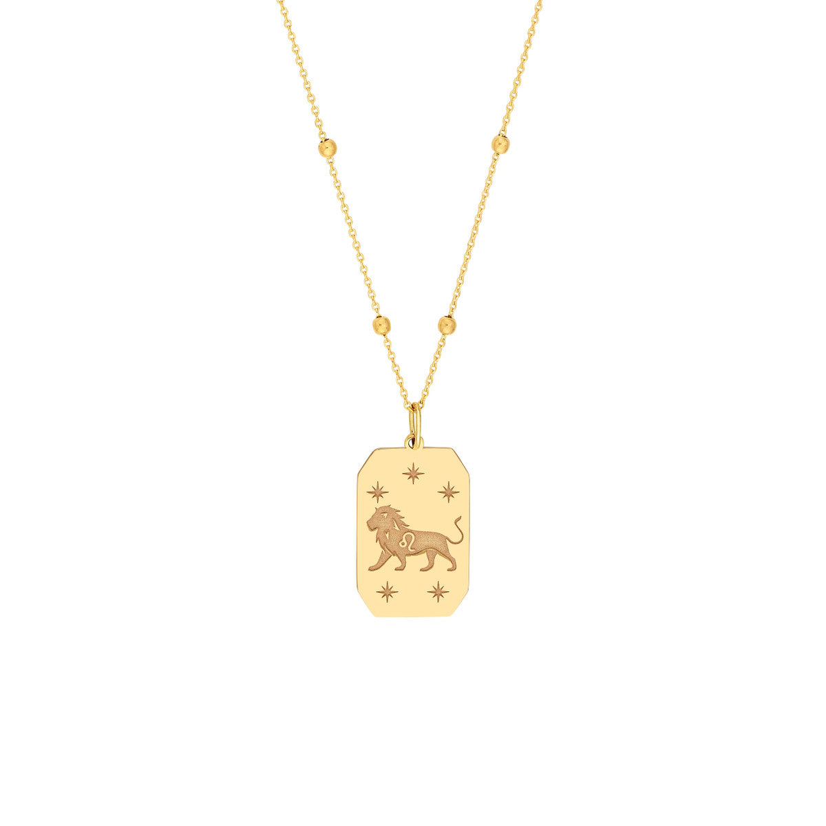 Leo Engraved Pendant 14K Yellow Gold