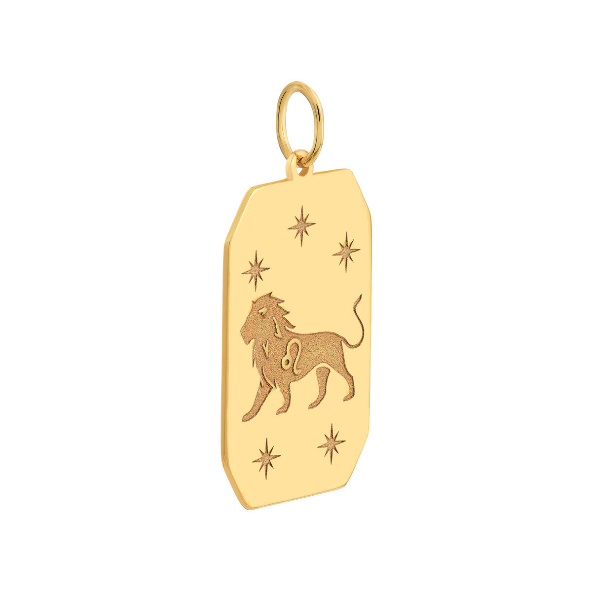Leo Engraved Pendant 14K Yellow Gold
