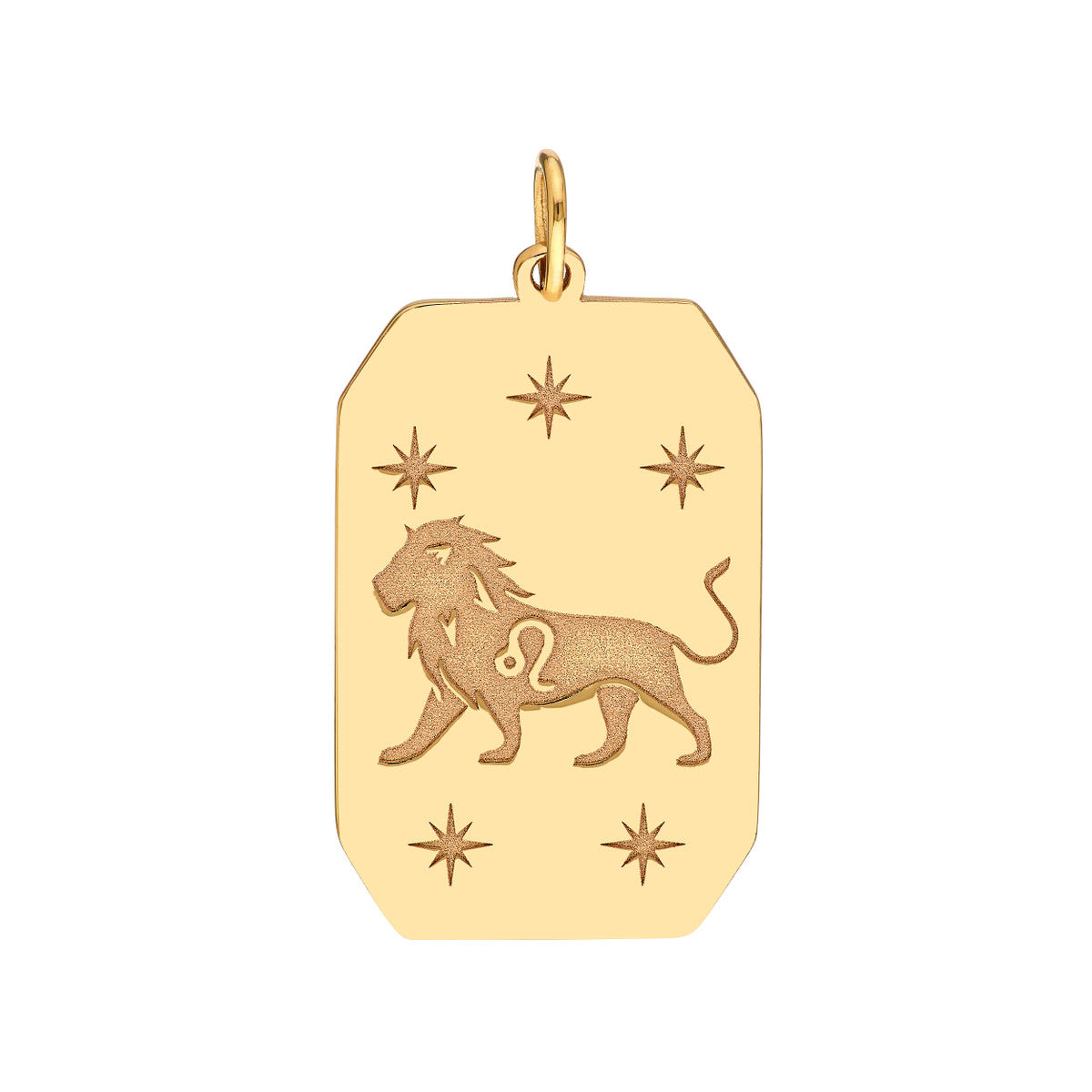 Leo Engraved Pendant 14K Yellow Gold