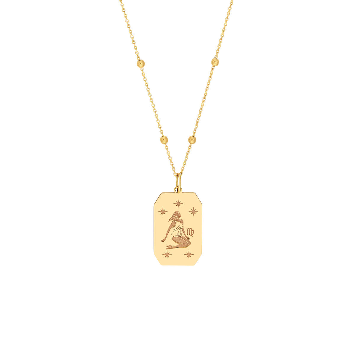 Virgo Engraved Pendant 14K Yellow Gold