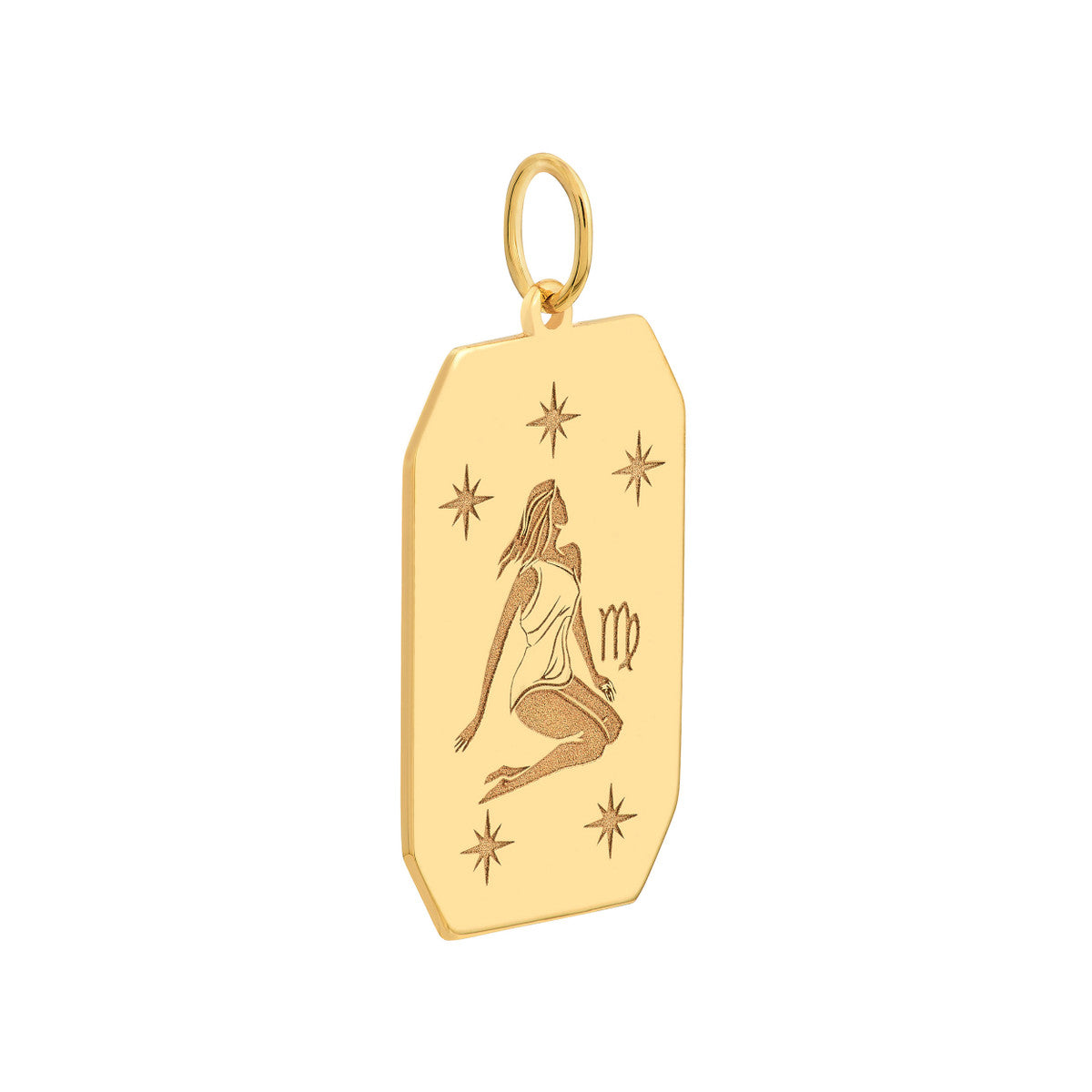 Virgo Engraved Pendant 14K Yellow Gold