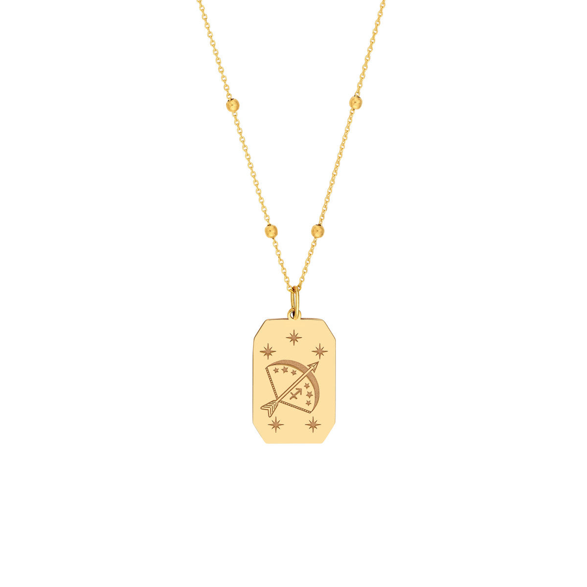 Sagittarius Engraved Pendant 14K Yellow Gold
