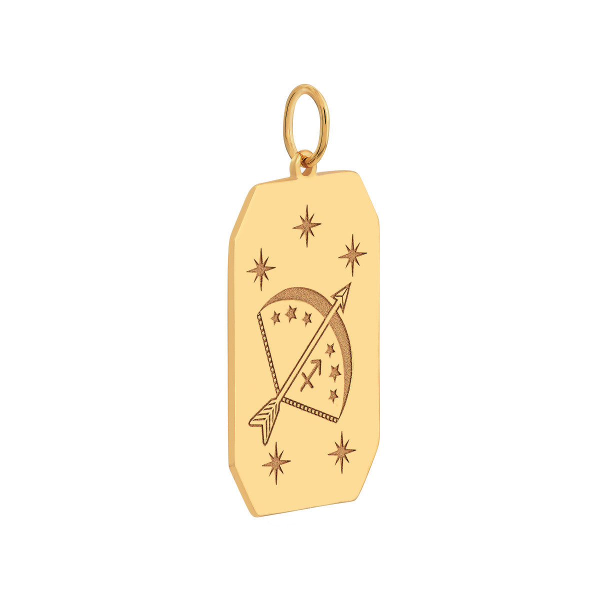 Sagittarius Engraved Pendant 14K Yellow Gold