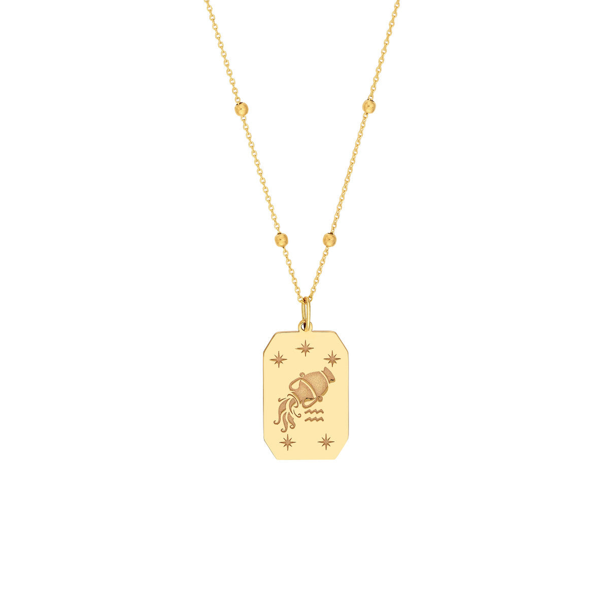 Aquarius Engraved Pendant 14K Yellow Gold