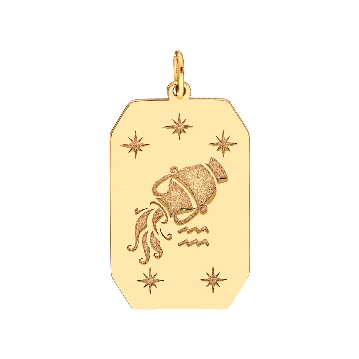 Aquarius Engraved Pendant 14K Yellow Gold