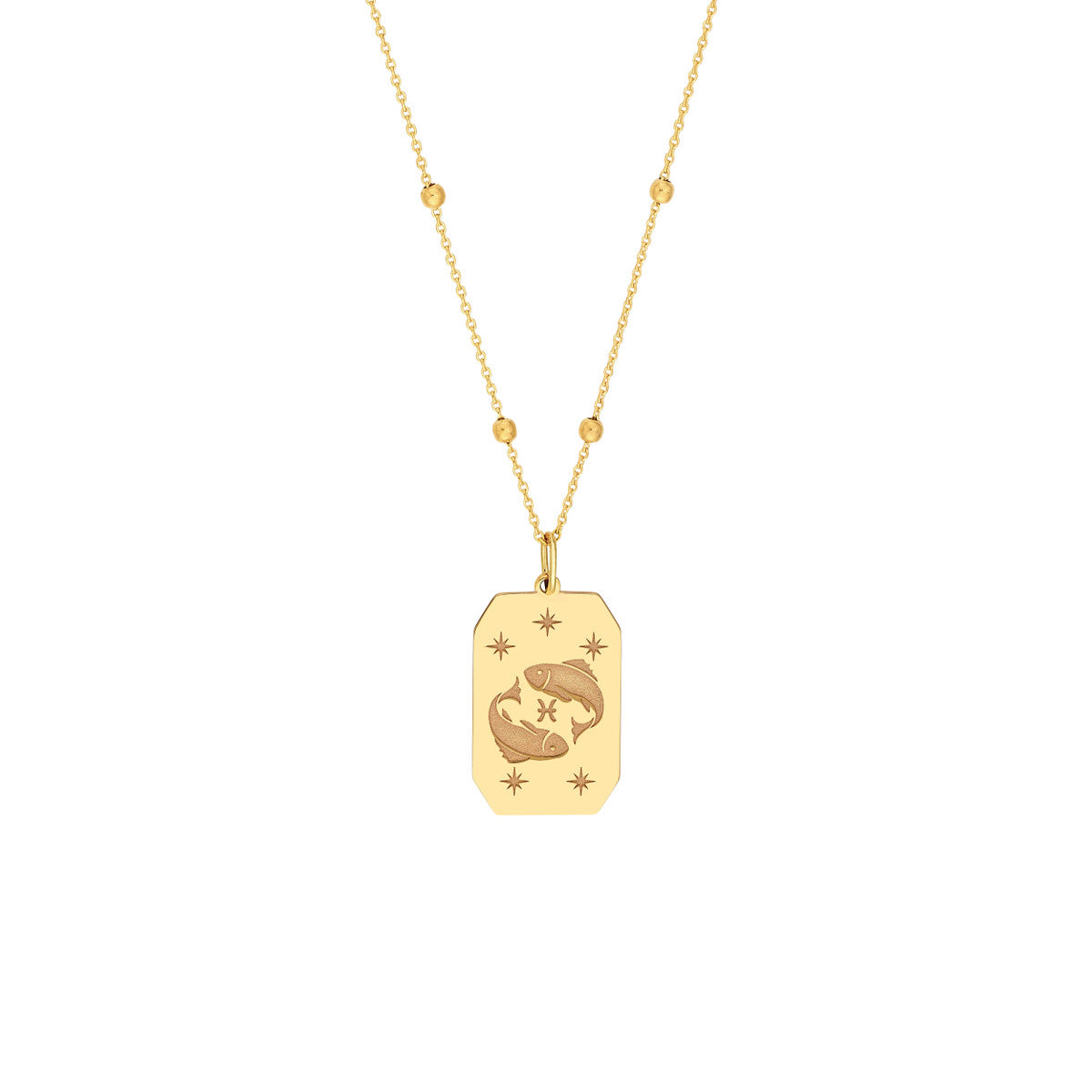 Pisces Engraved Pendant 14K Yellow Gold