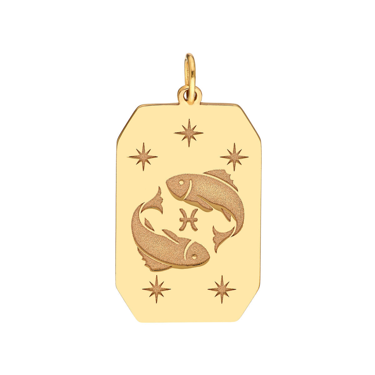 Pisces Engraved Pendant 14K Yellow Gold