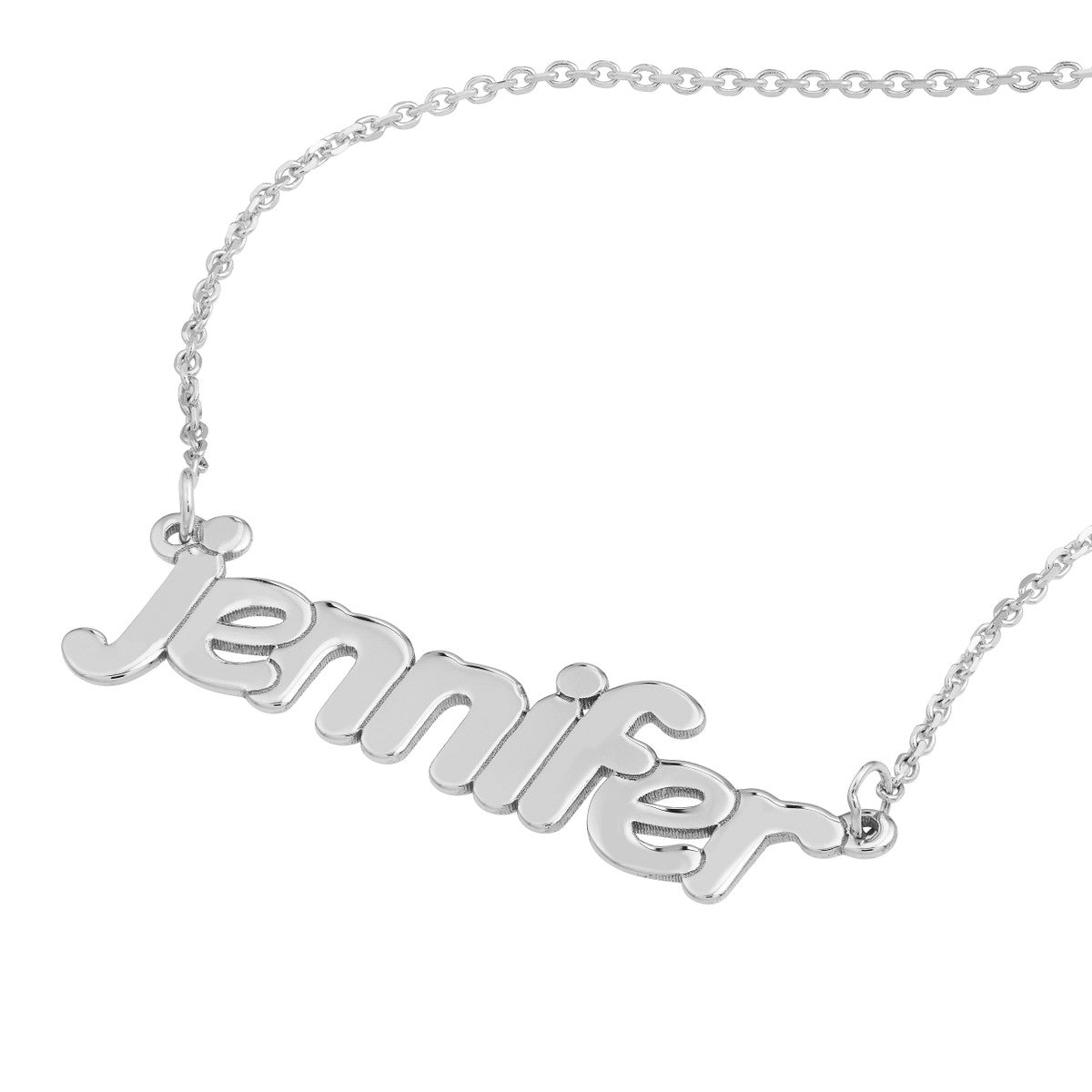 5mm Bubble Font Nameplate Necklace 14K Gold