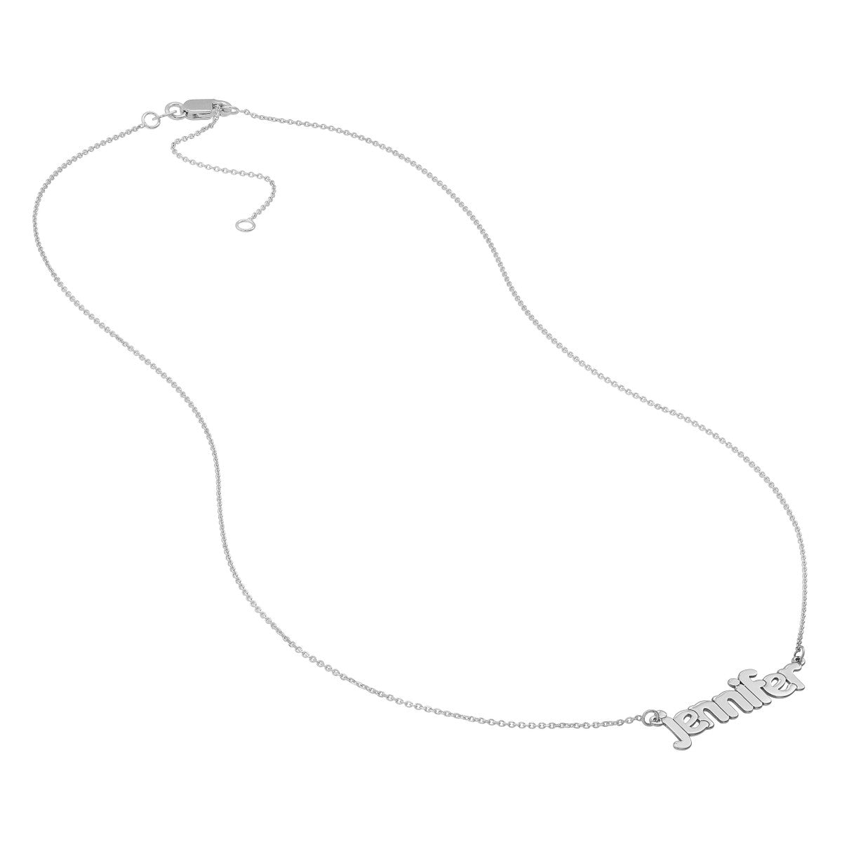 5mm Bubble Font Nameplate Necklace 14K Gold