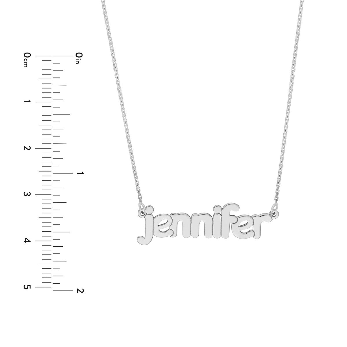 5mm Bubble Font Nameplate Necklace 14K Gold