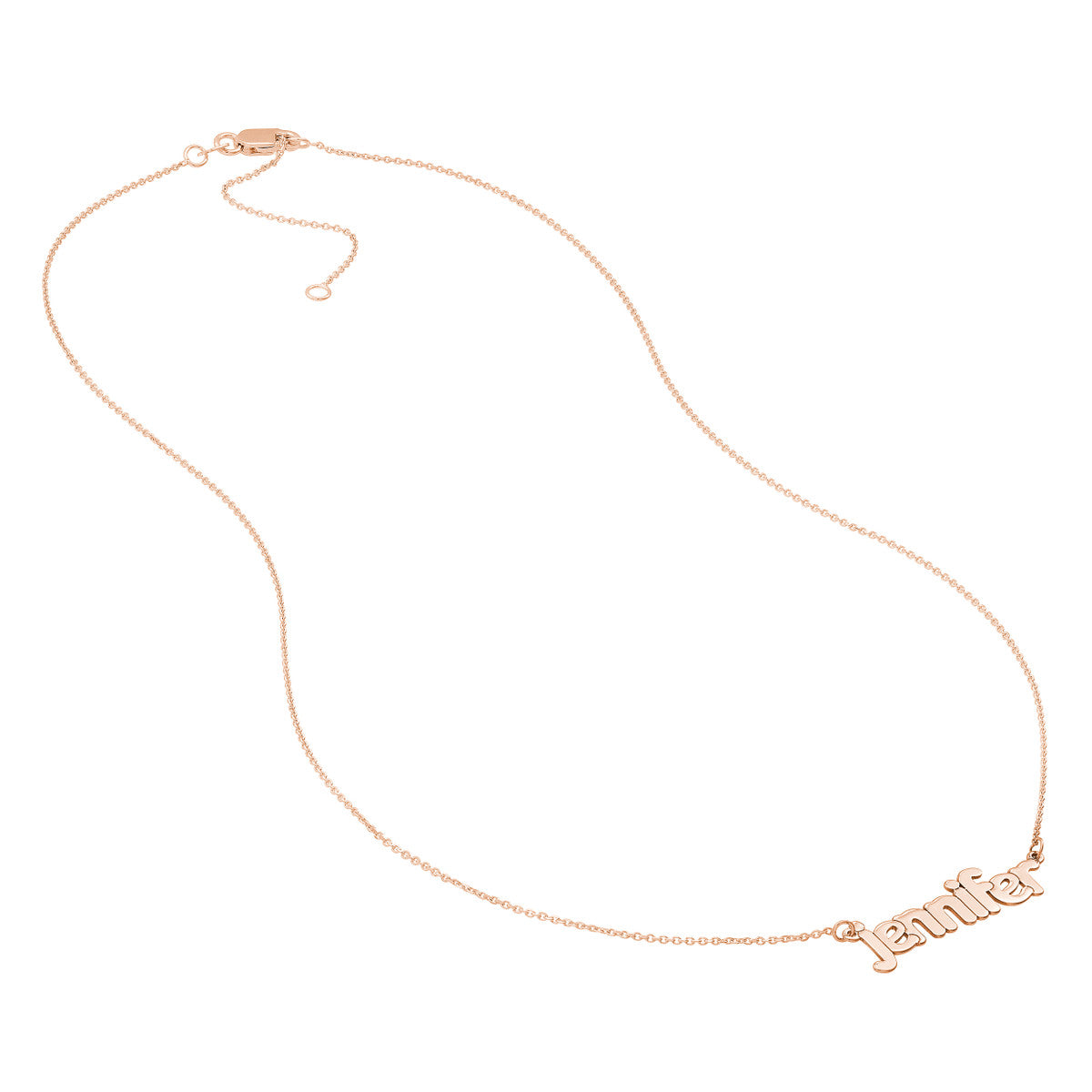 5mm Bubble Font Nameplate Necklace 14K Gold