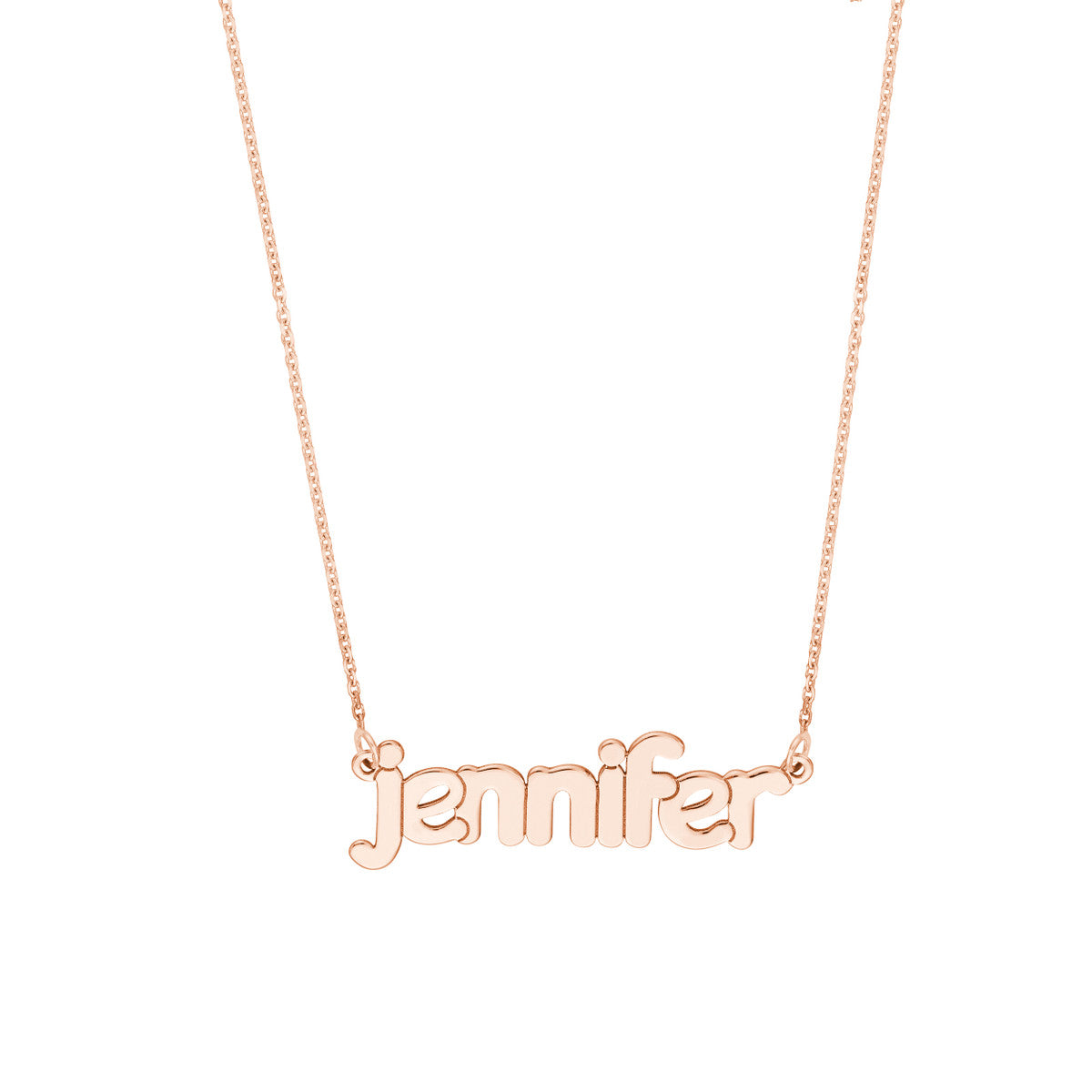 5mm Bubble Font Nameplate Necklace 14K Gold
