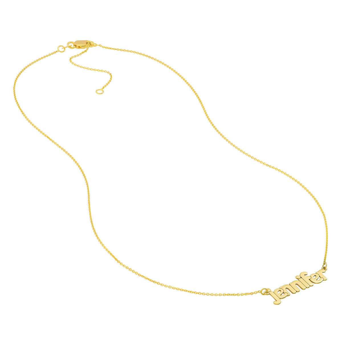 5mm Bubble Font Nameplate Necklace 14K Gold